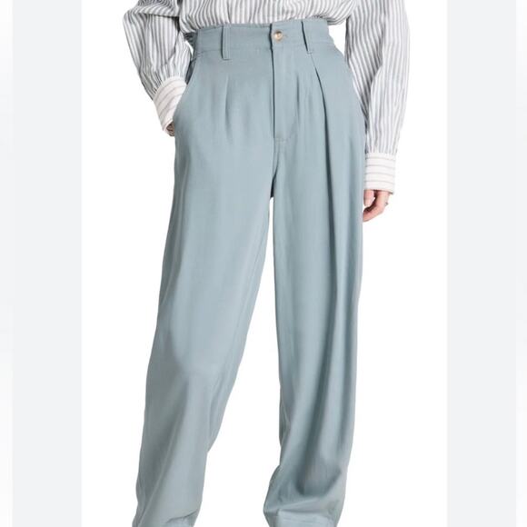 Madewell The Neale Straight Leg Trousers Drapeweave High Rise Blue size 6 - Picture 1 of 7